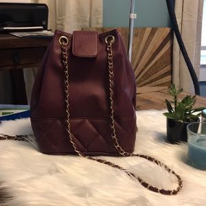 ASOS burgundy bucket bag crossbody purse